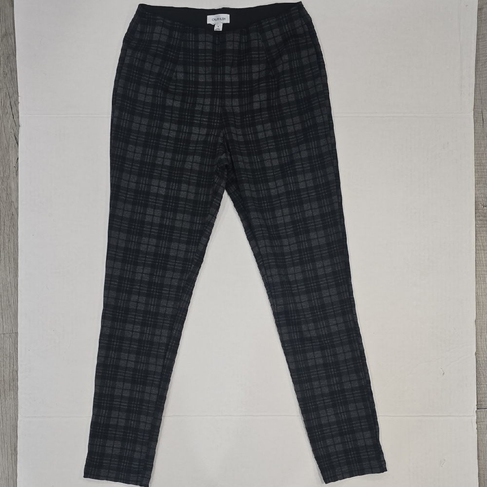 Calvin Klein Black and Gray Plaid Leggings